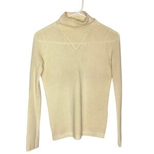 Reiss Mock Neck Cream 100% wool sweater Size XS